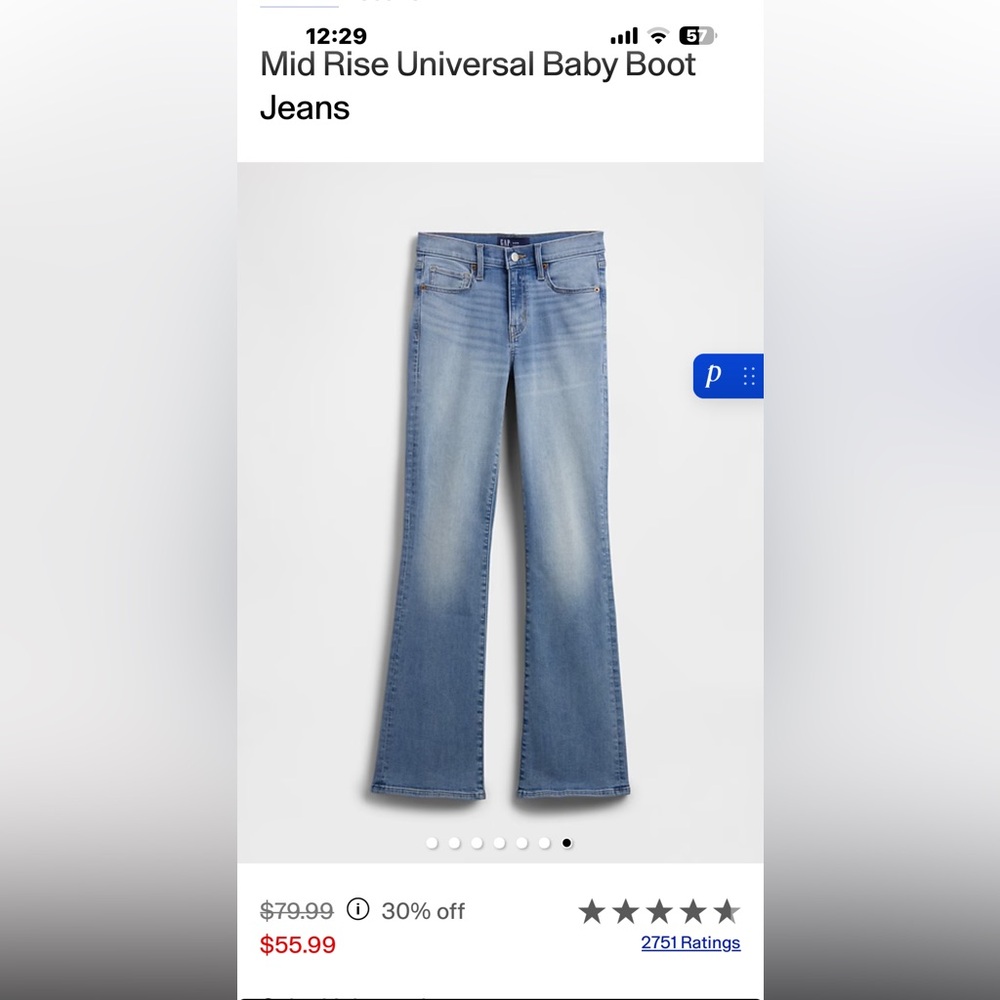 GAP Women's Mid Rise Boot Cut Jeans - Blue